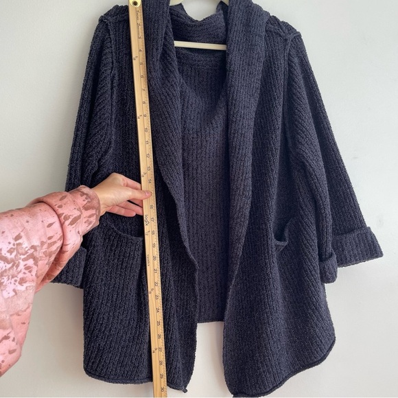 Free people Low tide cardigan navy blue knit sweater open slouchy extra small S - Picture 9 of 13